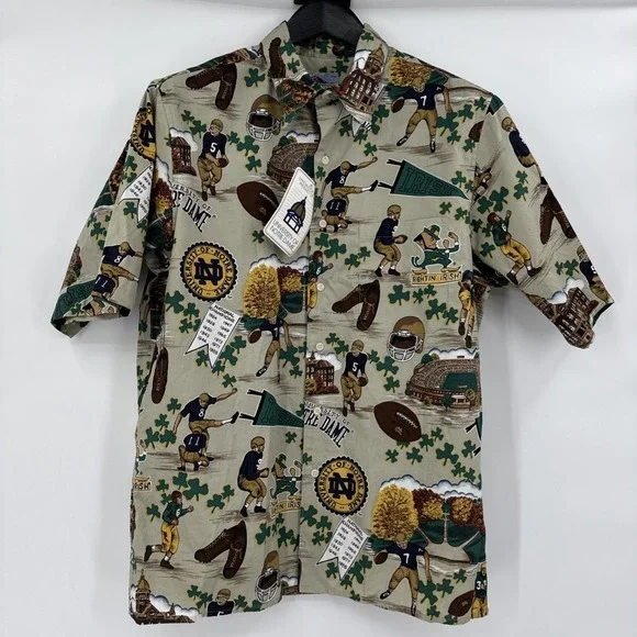 Reyn Spooner Notre Dame Football Fighting Irish Hawaiian Shirt Men'sM New Tags